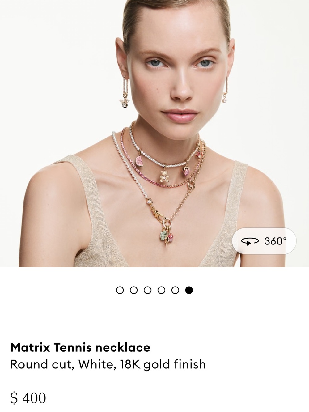 Matrix Tennis Necklace - 18K Gold Finish, White Crystals Brand New Worn Once!